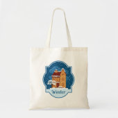 Winterhuis in de sneeuw tote bag (Voorkant)