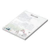 Winterhuis in het winterlandschap van de waterverf notitieblok (Linkerzijde)