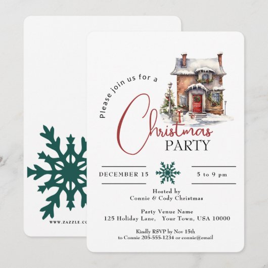 WINTERHUIS, KERSTFEEST KAART (Voorkant / Achterkant)