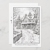 Winterhuis Landschap Kerst Kunst Kleurplaat Feestdagenkaart (Voorkant / Achterkant)