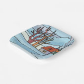 Winterhuis Landschap Papieren Bordje (Gebogen)