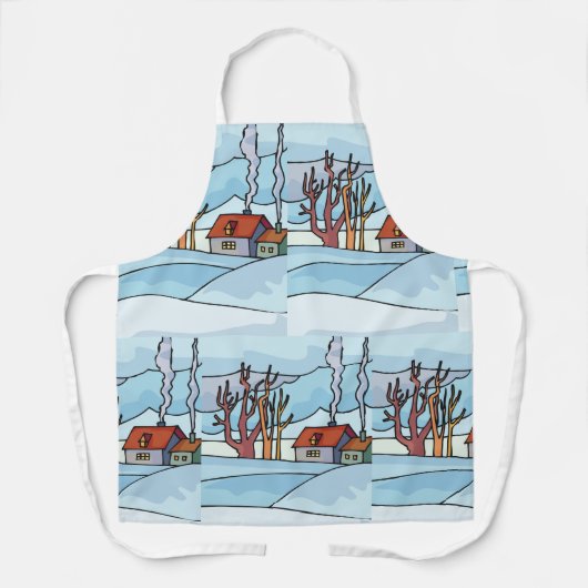 Winterhuis Landschap Schort (Voorkant)