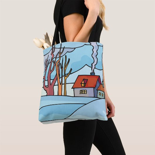 Winterhuis Landschap Tote Bag