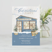 Winterhuis sneeuw kerstfeest kaart (Staand voorkant)