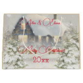 Winterhuis sneeuw retro groot cadeauzakje (Voorkant)