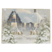 Winterhuis sneeuw retro groot cadeauzakje (Achterkant)