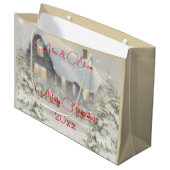 Winterhuis sneeuw retro groot cadeauzakje (Voorkant Gekanteld)