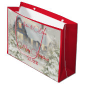 Winterhuis sneeuw retro rood groot cadeauzakje (Voorkant Gekanteld)