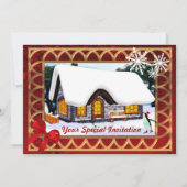 Winterhuisje in de sneeuw, Kerstmis Kaart (Voorkant)