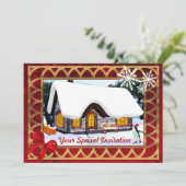 Winterhuisje in de sneeuw, Kerstmis Kaart (Staand voorkant)