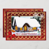 Winterhuisje in de sneeuw, Kerstmis Kaart (Voorkant / Achterkant)