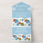 Winterhuizen Birthday Party Baby Uitnodiging (Binnen)