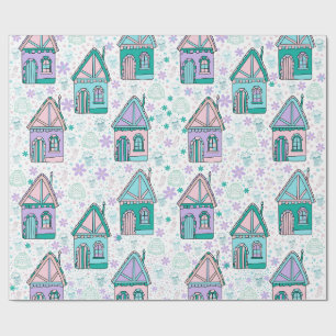 Winterhuizen Kunst – Cozy Sneeuw Dorp Design Cadeaupapier