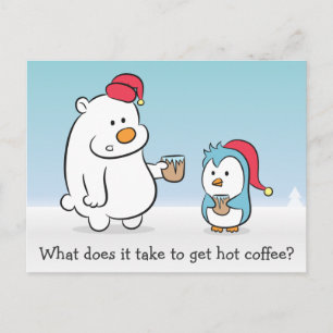 Winterhumor IJsbeer klaagt zijn steentje bij Pingu Briefkaart