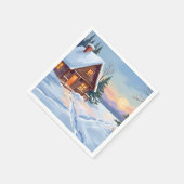 Winterhut Berg Sneeuw Aquarel Servet (Hoek)