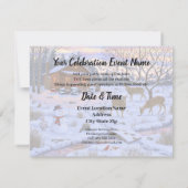 Winterhut Herten In Sneeuw Kerst Scene Kaart (Achterkant)