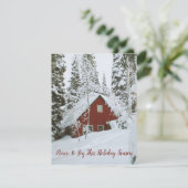 Winterhut in de wildernis vakantie feestdagenkaart (Staand voorkant)