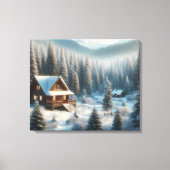 Winterhut in het bos canvas afdruk (Voorkant)