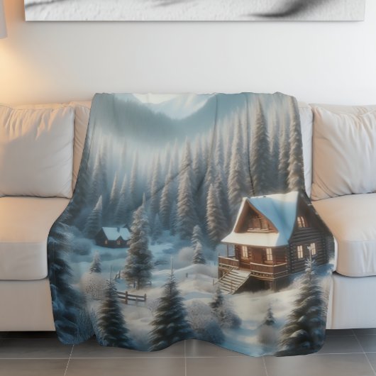 Winterhut in het bos fleece deken