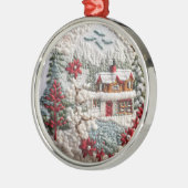 Winterhut Kerst Feestdagen Faux geborduurd Metalen Ornament (Links)