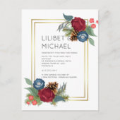 Winterhuwelijk Bourgondië Tealblauw Modern Briefkaart (Voorkant)