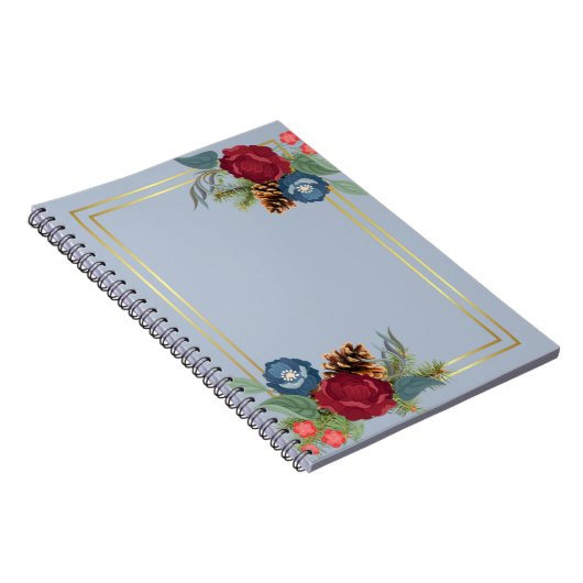 Winterhuwelijk Bourgondië Tealblauw Modern Notitieboek (Rechterzijde)