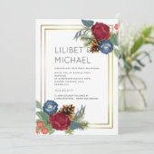 Winterhuwelijk Bourgondië Turkoois Blauw Modern Kaart (Staand voorkant)