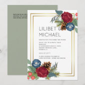 Winterhuwelijk Bourgondië Turkoois Blauw Modern Kaart (Voorkant / Achterkant)