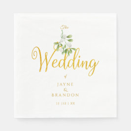 Winterhuwelijk Elegant Goud Schrift Mistletoe  Servet