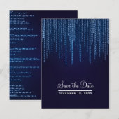 Winterhuwelijk Elegante Blauwe Lichten Save the Da Aankondigingskaart (Voorkant / Achterkant)