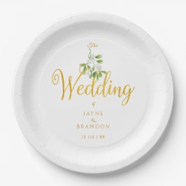 Winterhuwelijk Elegante Gouden Schrift Mistletoe Papieren Bordje