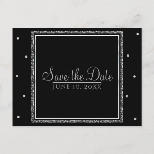 Winterhuwelijk Glam Zilver & Wit Save the Date Aankondigingskaart (Voorkant)