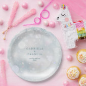 Winterhuwelijk Moderne Elegante Sneeuwvlokken  Papieren Bordje (Feest)