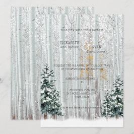 Winterhuwelijk Witte Berk Dennenbomen Sneeuw Kaart