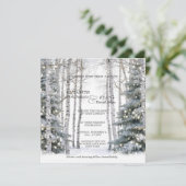 Winterhuwelijk Witte Berk Sneeuwvlokken Dennenbome Kaart (Staand voorkant)