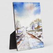 Winterige Laan Watercolor Landschapsschildering Fotoplaat (Zijkant)