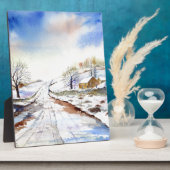 Winterige Laan Watercolor Landschapsschildering Fotoplaat (Zijkant)