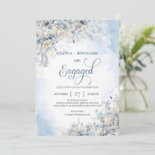 Winterijsblauwe bloemen witte rozen groen kaart (Staand voorkant)