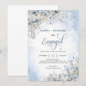 Winterijsblauwe bloemen witte rozen groen kaart (Voorkant / Achterkant)