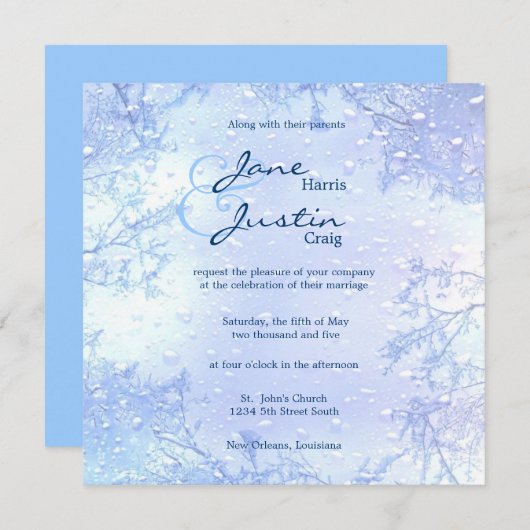 winterijsblauwe elegant voor bruiloft kaart (Voorkant / Achterkant)