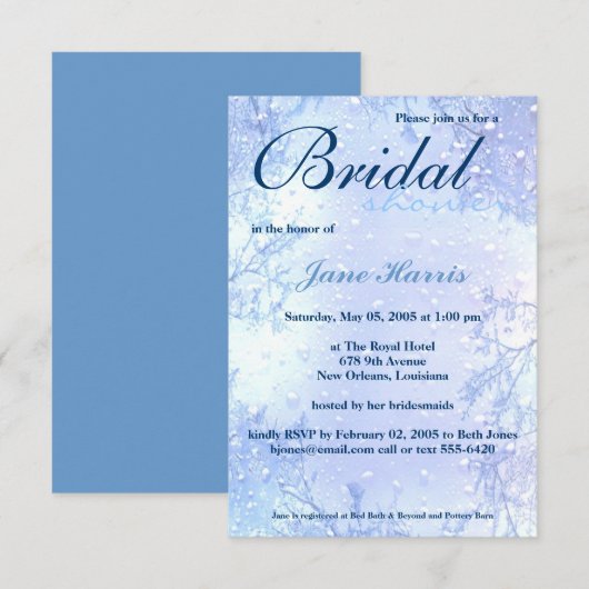 winterijsblauwe elegant vrijgezellenfeest kaart (Voorkant / Achterkant)