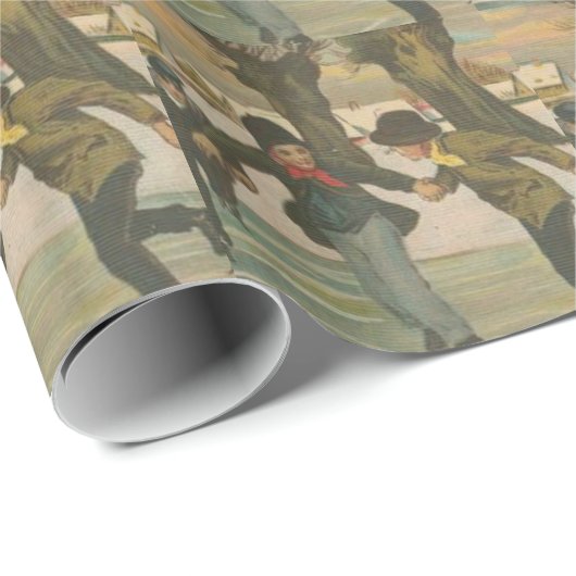  winterijsschaatsen cadeaupapier (Rol Hoek)