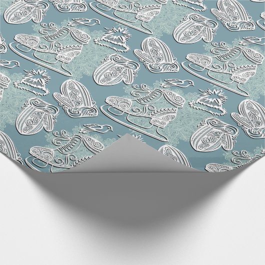 Winterijsschaatsen Cadeaupapier (Hoek)