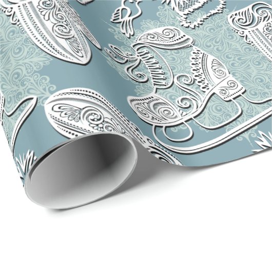 Winterijsschaatsen Cadeaupapier (Rol Hoek)