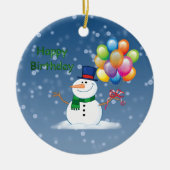 winterjarige sneeuwpop keramisch ornament (Voorkant)