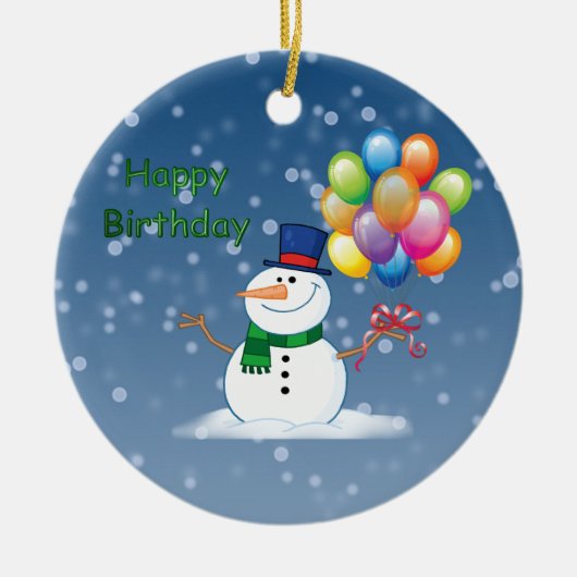 winterjarige sneeuwpop keramisch ornament (Voorkant)