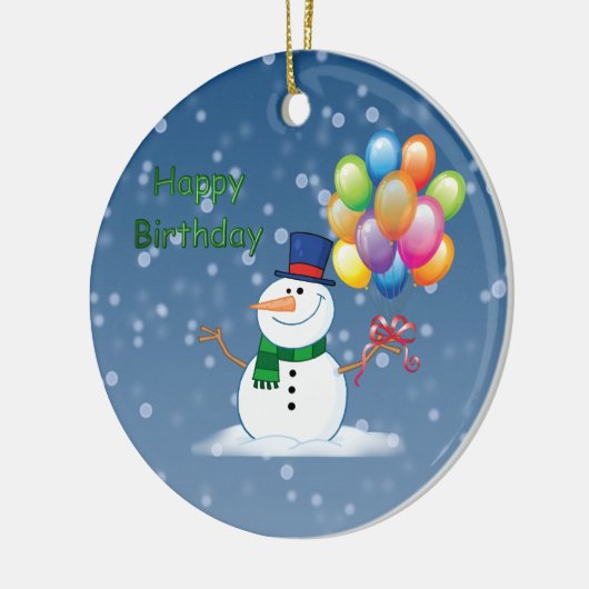 winterjarige sneeuwpop keramisch ornament (Links)