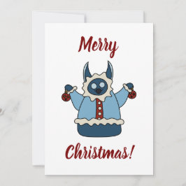 Winterjas kerstmonster feestdagenkaart