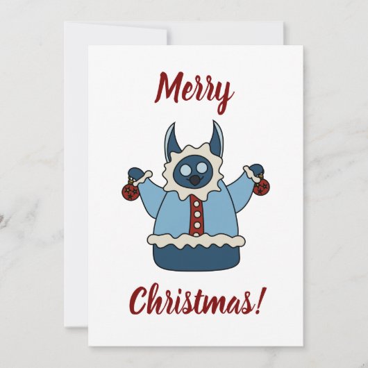 Winterjas kerstmonster feestdagenkaart (Voorkant)