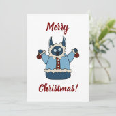 Winterjas kerstmonster feestdagenkaart (Staand voorkant)